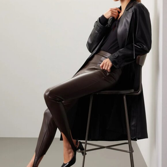 AFRM Brown Vegan Leather Stirrup Pants - Picture 3 of 5